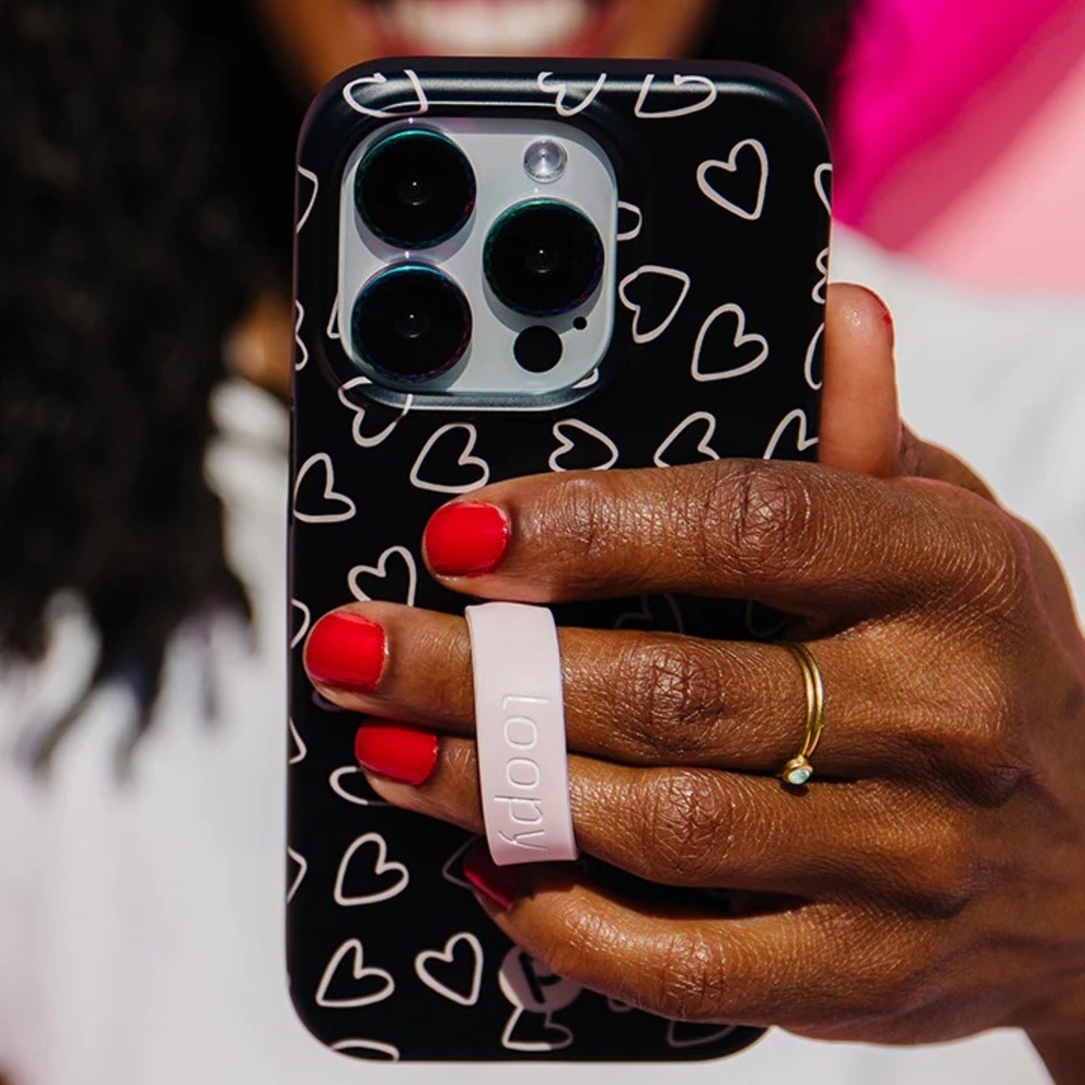 Loopy Cases Black Heart Pattern Phone Case by Loopy Cases for iPhone 15 Pro Max - Picture 6 of 6